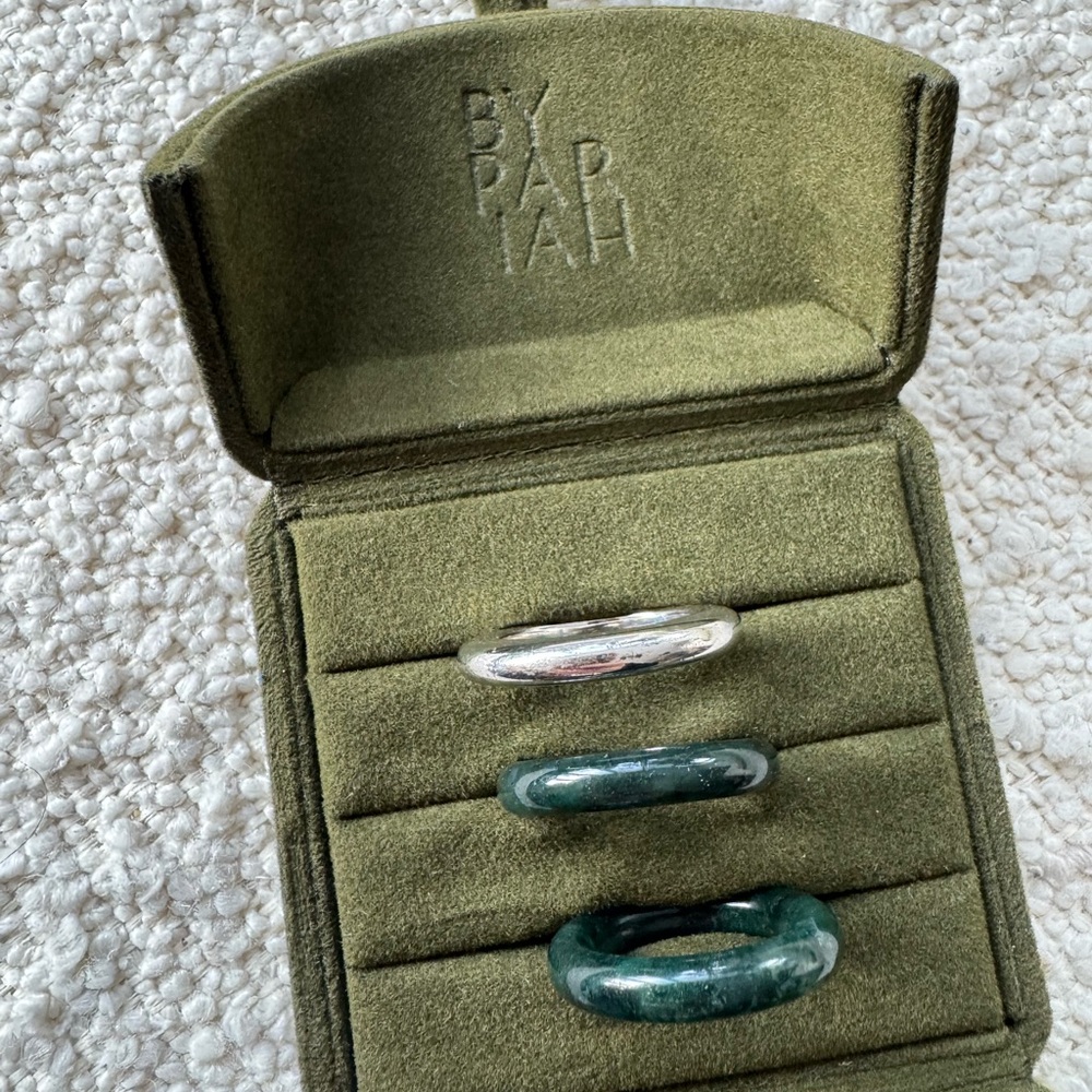 Silver And Green Ring Set - image 1